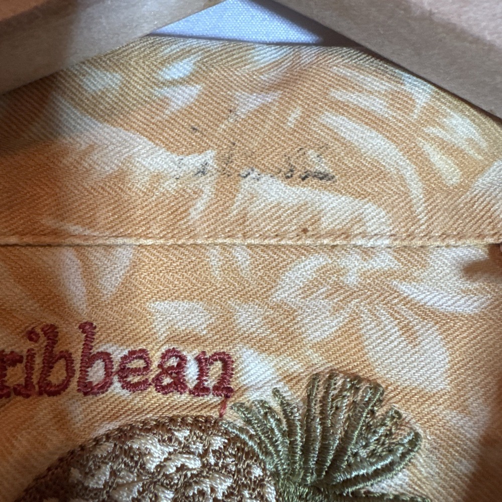Caribbean Florar Men's Hawaiian Button Up Shirt Silk/Cotton Blend Size XL - Used - Picture 10 of 14